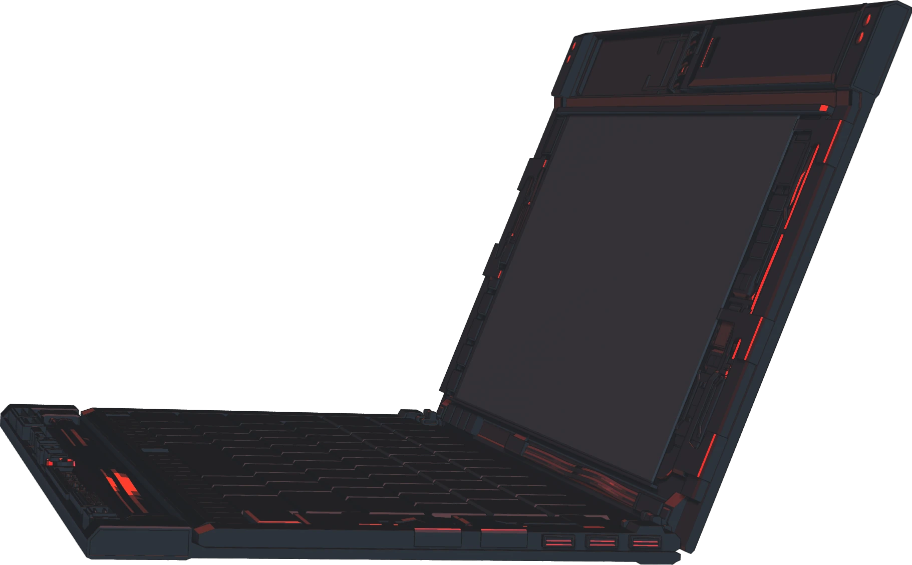 Robot hand typing on a laptop